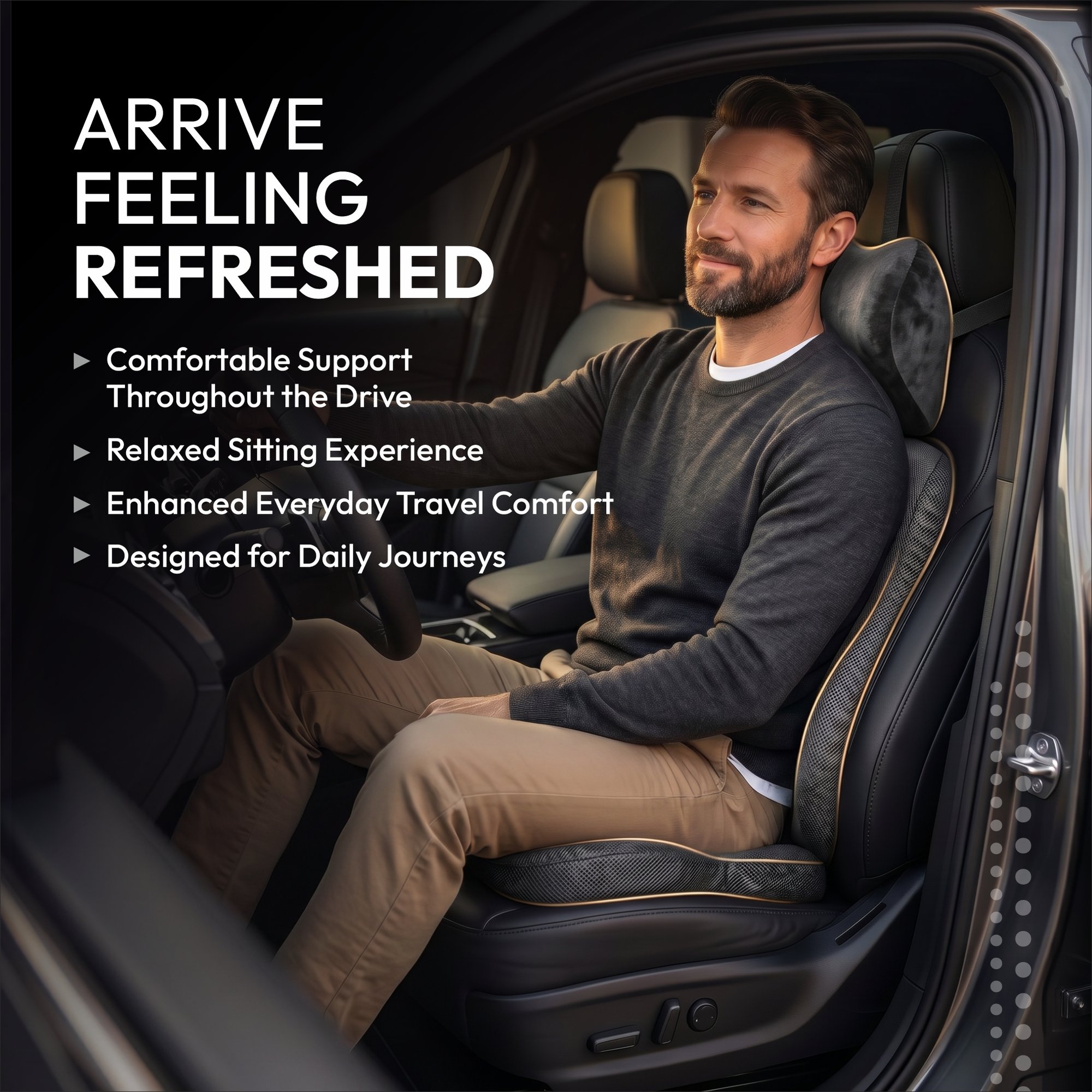 Dyna Memory Foam Car Seat Cushion – Seat, Back and Neck Support - Image 3